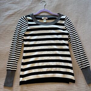 Route 66 Black and White Striped Crew Neck Sweater